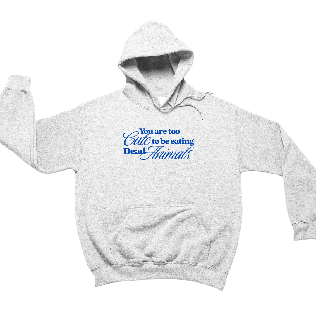 Too Cute To Be Eating Dead Animals Grey Hoodie - Relaxed Fit (Unisex)