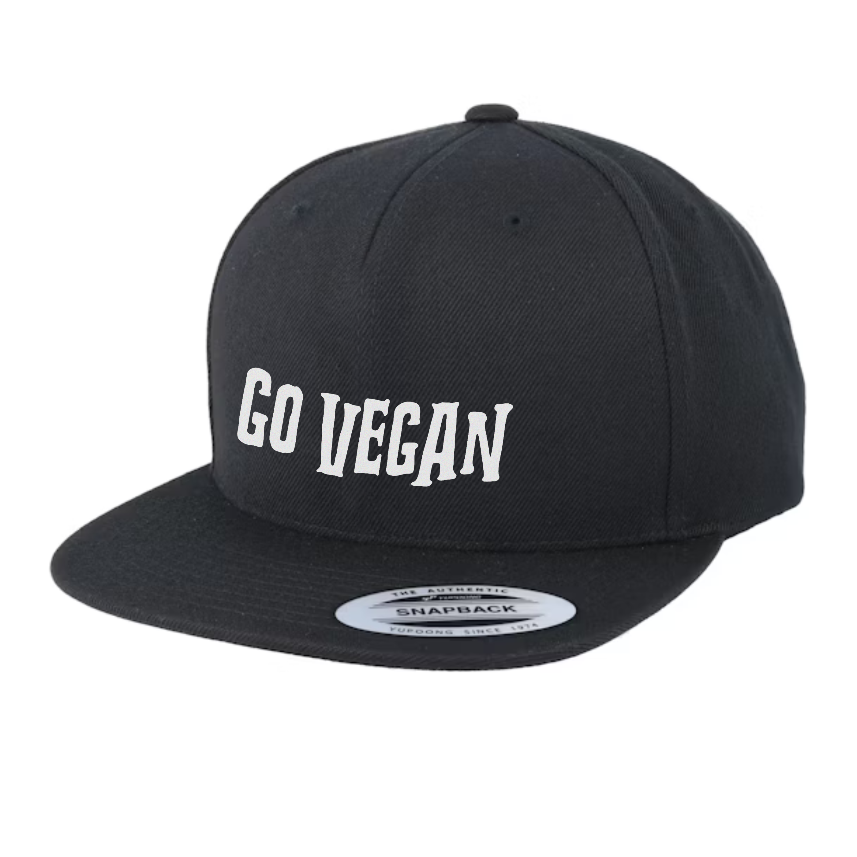 Go Vegan Text - Black Snapback Cap - Empatii