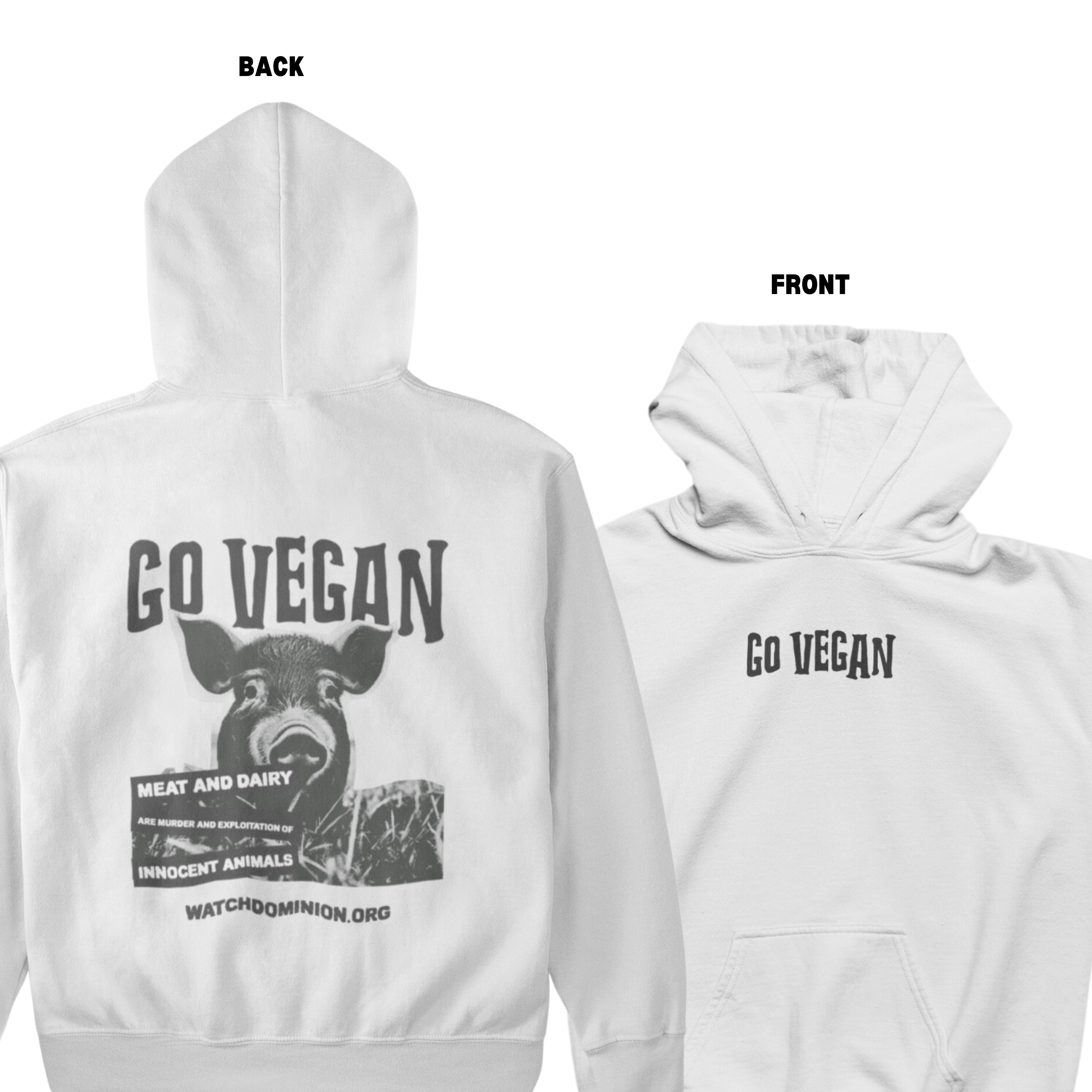 Go Vegan Hoodie White - Empatii