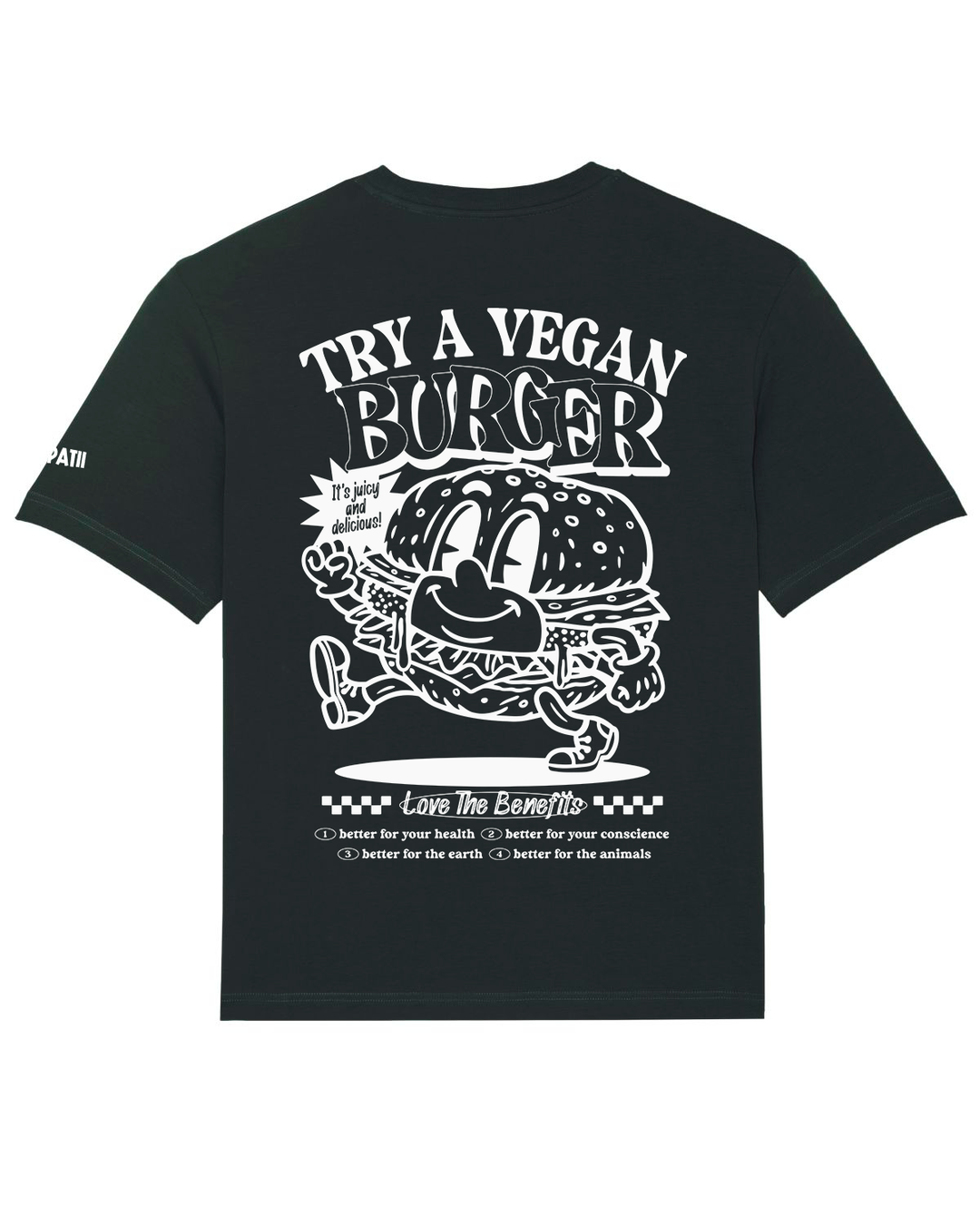 Try a Vegan Burger Oversized T-Shirt - Black - Empatii