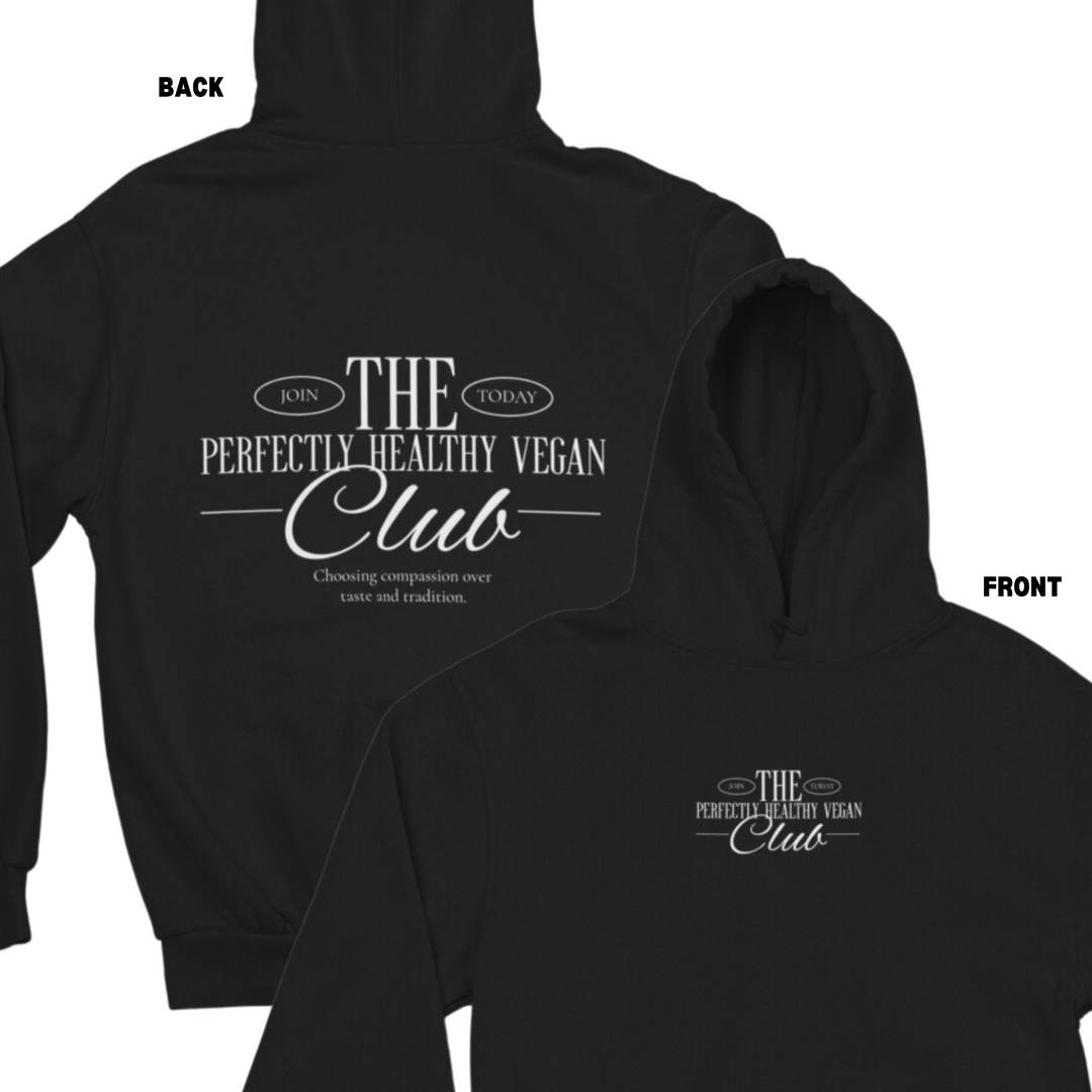Healthy Vegan Club Black Hoodie - Regular Fit (Unisex)