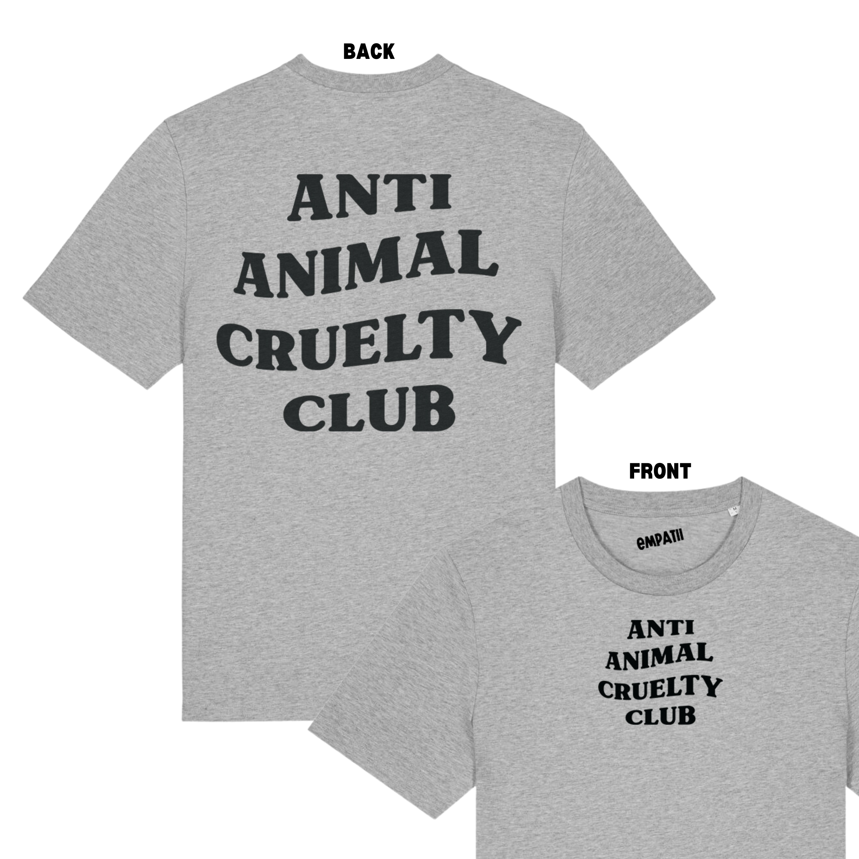 Anti Cruelty Animal Club T-shirt - Grey - Empatii