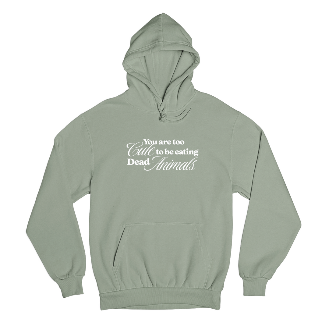 Too Cute To Be Eating Dead Animals Green Hoodie - Regular Fit (Unisex)